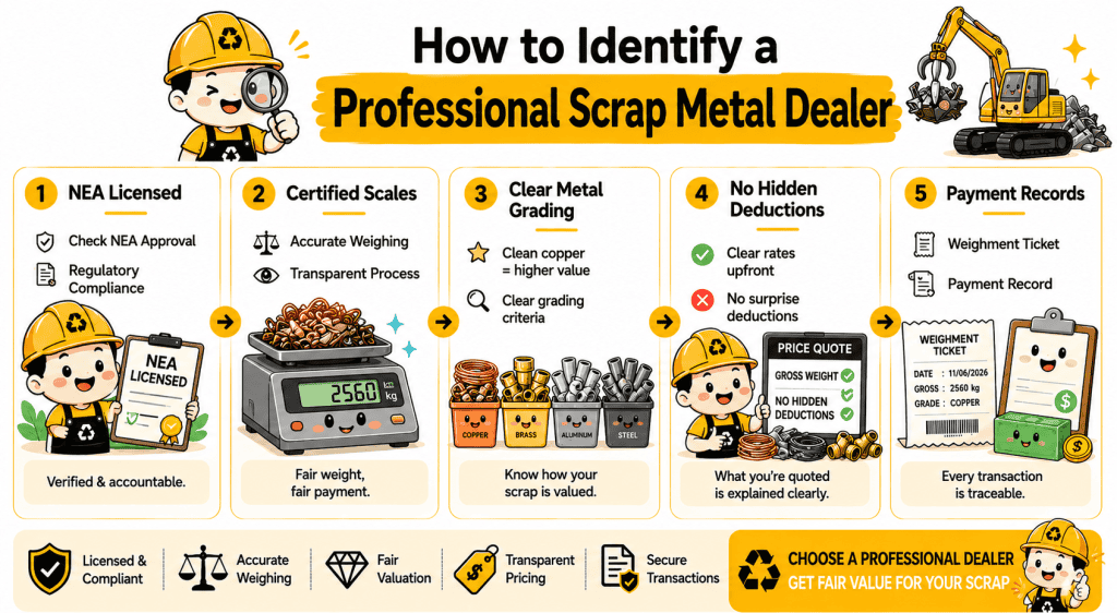 infographic about how to identify scrap metal dealer