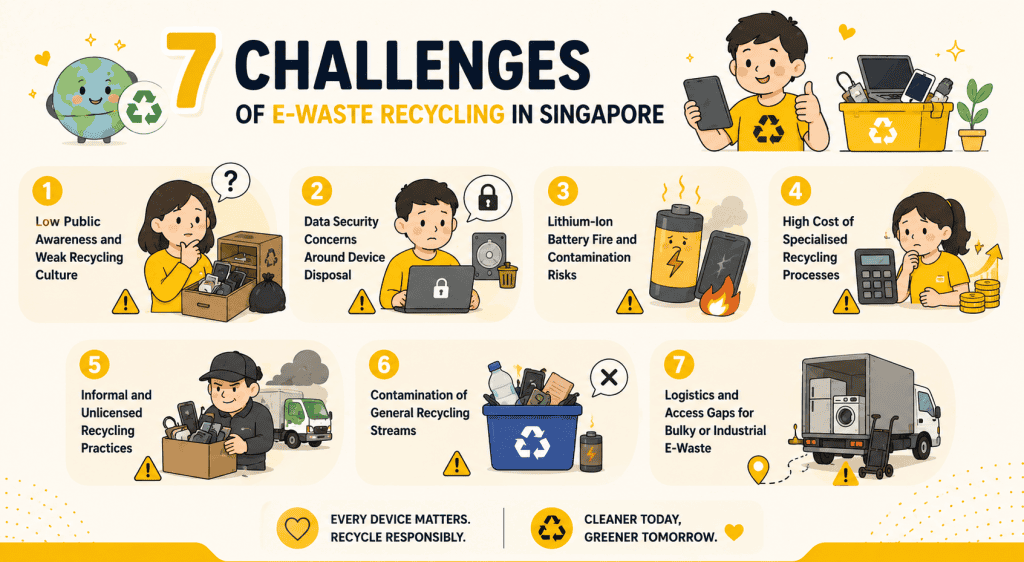 illustration of Challenges E-Waste Recycling in Singapore