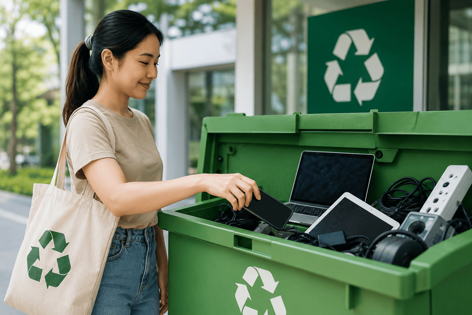 people at e-waste collection points